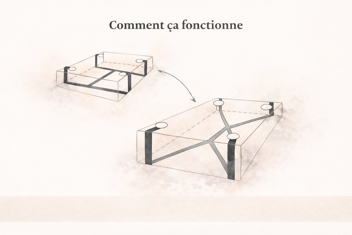 schema d'explication du jeu du soir un jeu pensé pour transformer la chambre avec un système de maintien a glisser sous le lit